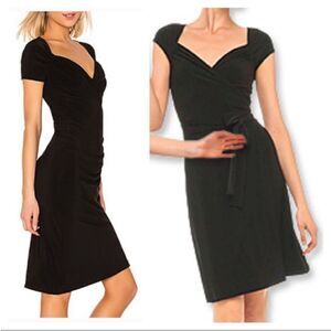 Revolve Norma Kamali V-Neck Sweetheart Neckline Wrap Sleek Black Jersey Dress